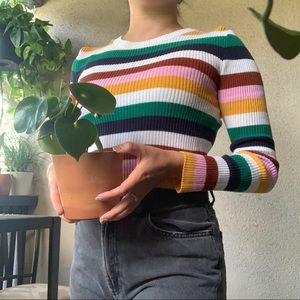 \\ SOLD// Forever 21 Multi Color Striped Sweater Top Size M